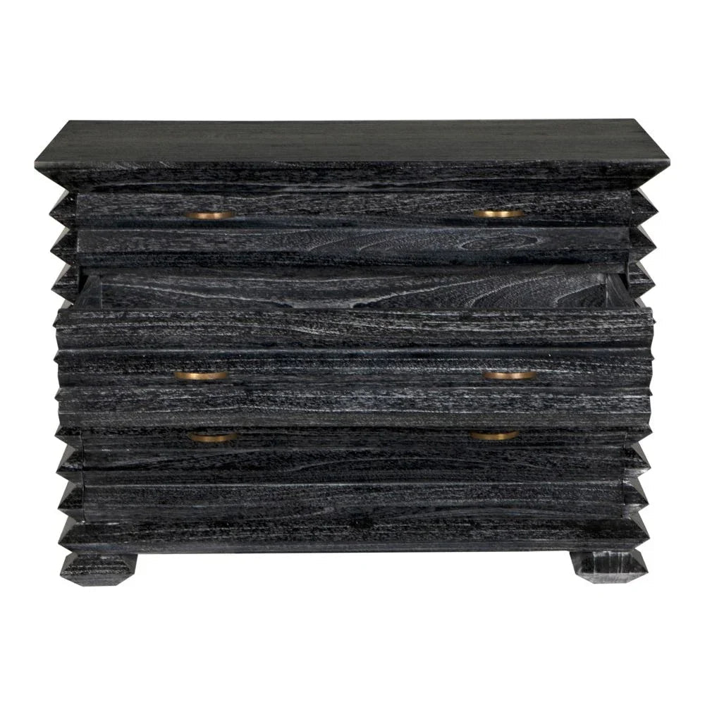 Tiago Wooden Three Drawer Chest - LOOMLAN - Noir - Chests