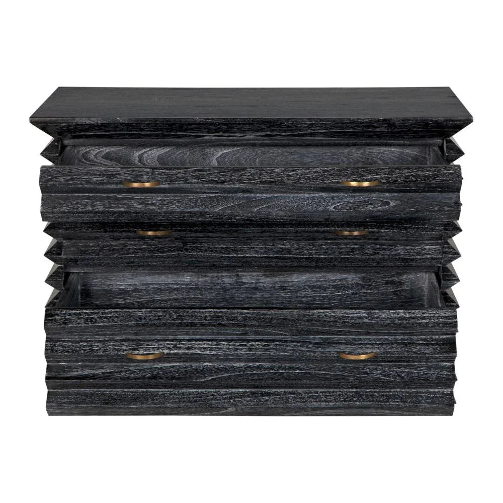 Tiago Wooden Three Drawer Chest - LOOMLAN - Noir - Chests