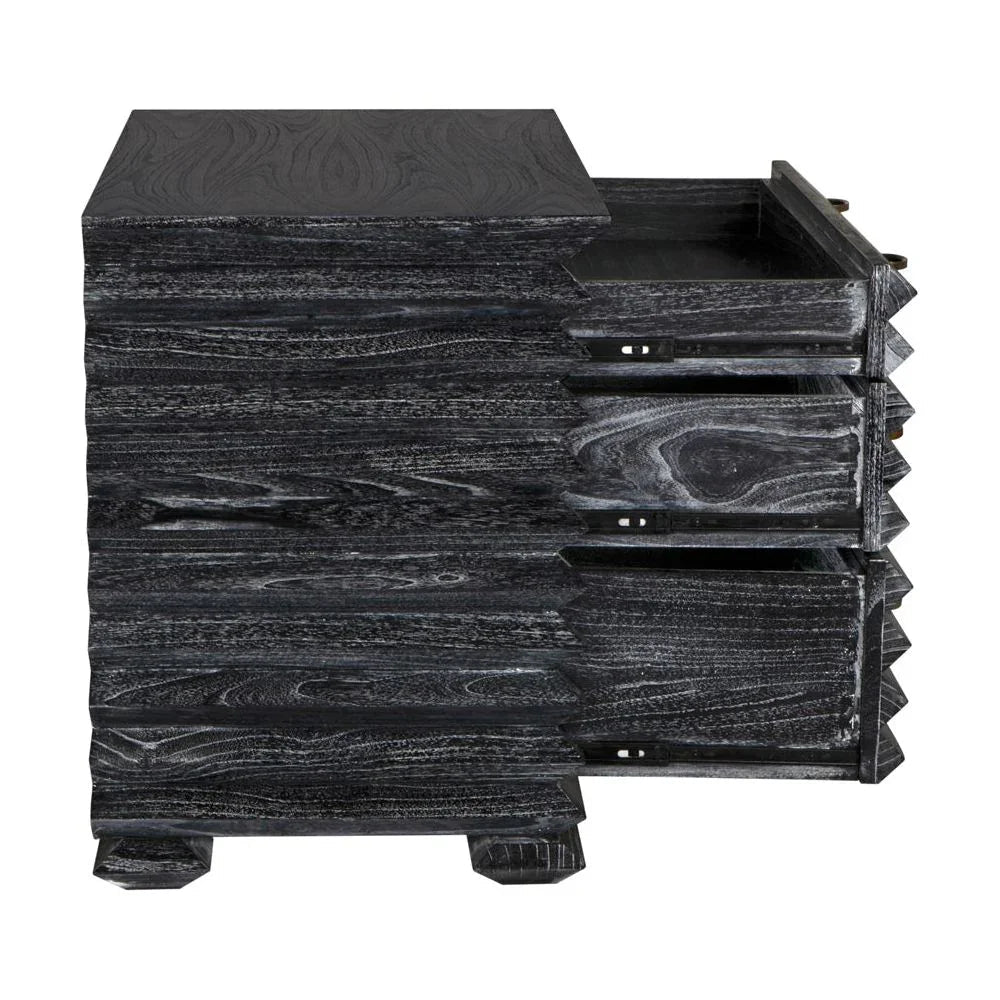 Tiago Wooden Three Drawer Chest - LOOMLAN - Noir - Chests