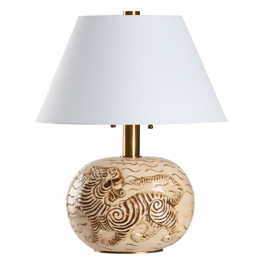 Tibetan Tiger Sculpted Ceramic Table Lamp