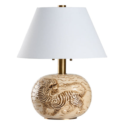 Tibetan Tiger Sculpted Ceramic Table Lamp