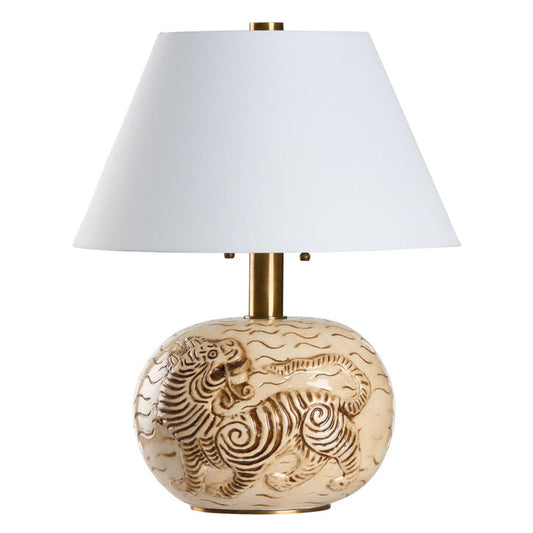 Tibetan Tiger Sculpted Ceramic Table Lamp