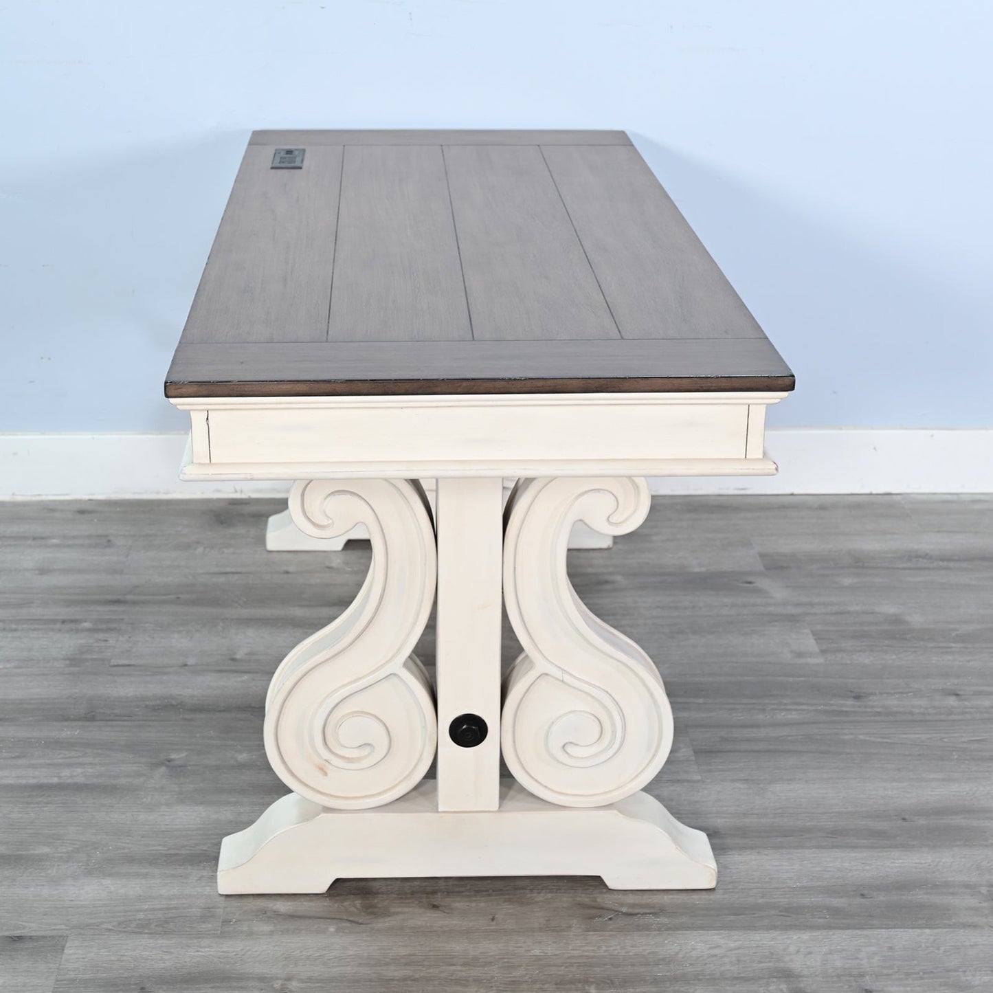 Timberline Three Drawers Wood Desk with Power Strip-Home Office Desks-Sunny D-LOOMLAN