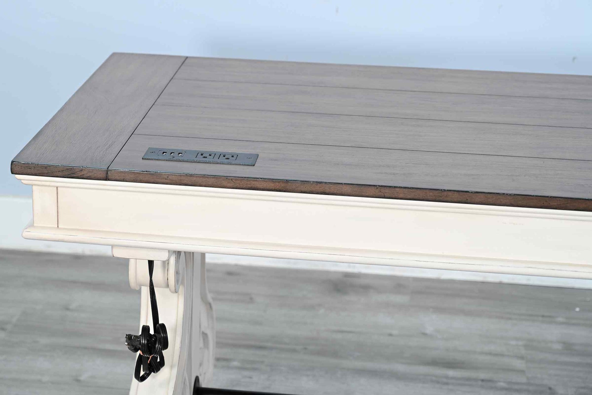 Timberline Three Drawers Wood Desk with Power Strip-Home Office Desks-Sunny D-LOOMLAN