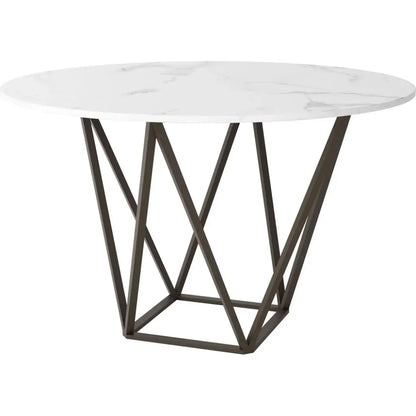 Tintern Dining Table White & Antique Brass-Dining Tables-Zuo Modern-LOOMLAN
