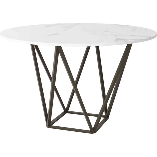 Tintern Dining Table White & Antique Brass-Dining Tables-Zuo Modern-LOOMLAN