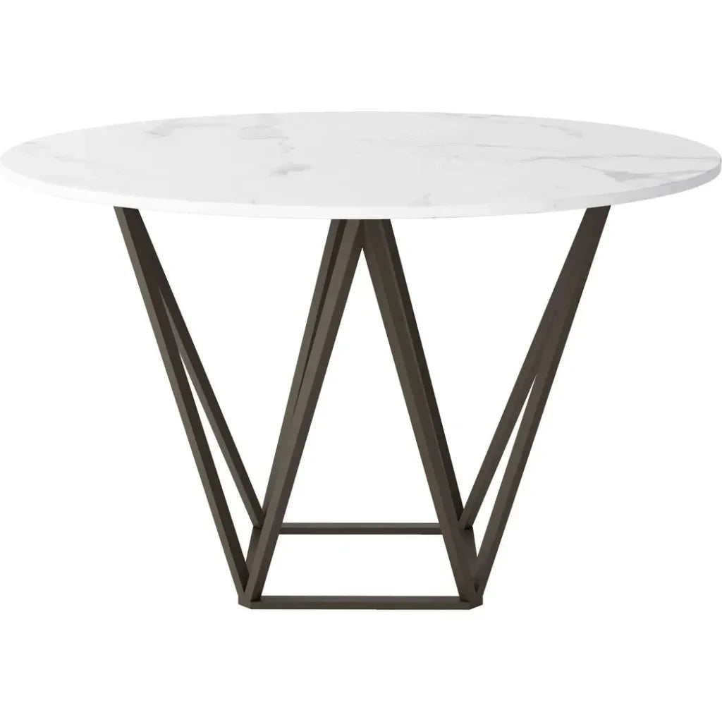 Tintern Dining Table White & Antique Brass-Dining Tables-Zuo Modern-LOOMLAN