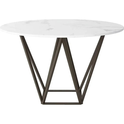 Tintern Dining Table White & Antique Brass-Dining Tables-Zuo Modern-LOOMLAN