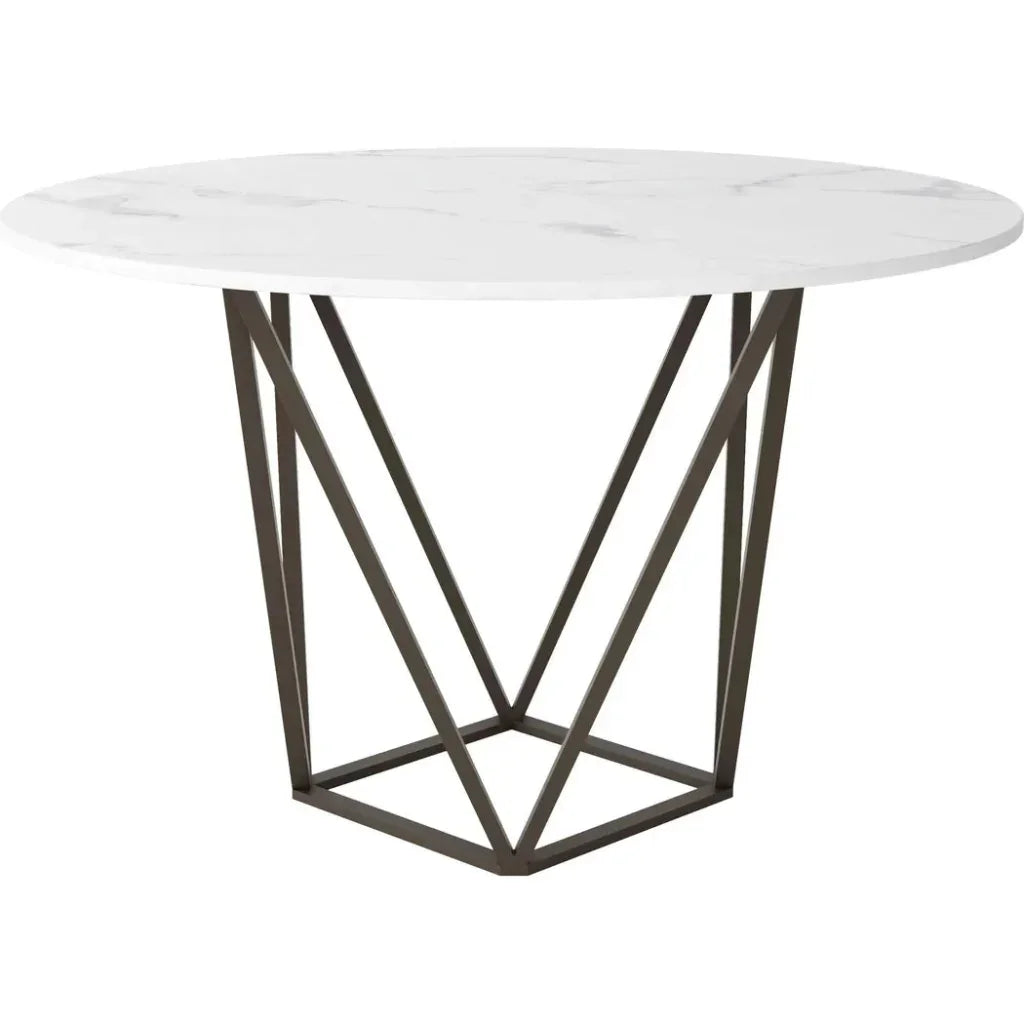 Tintern Dining Table White & Antique Brass-Dining Tables-Zuo Modern-LOOMLAN