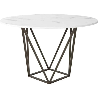 Tintern Dining Table White & Antique Brass-Dining Tables-Zuo Modern-LOOMLAN