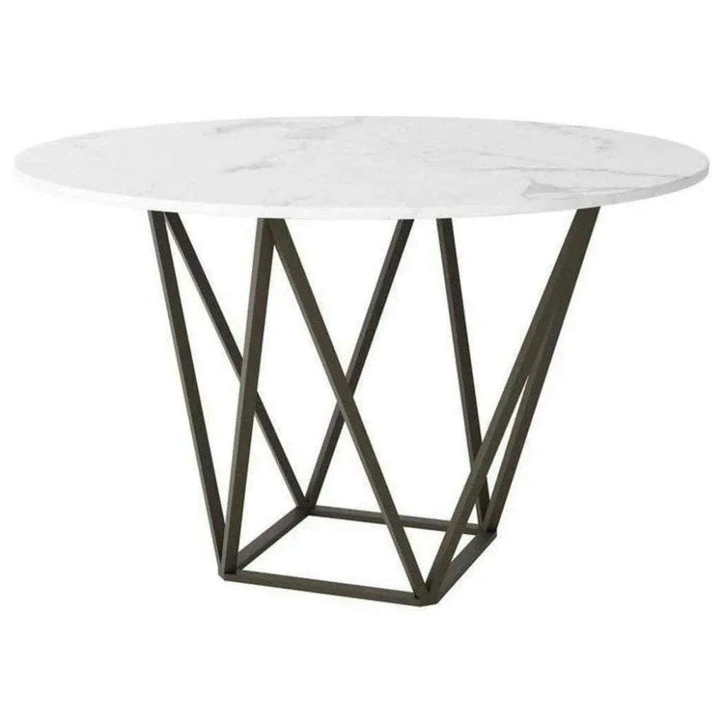 Tintern Dining Table White & Antique Brass-Dining Tables-Zuo Modern-LOOMLAN