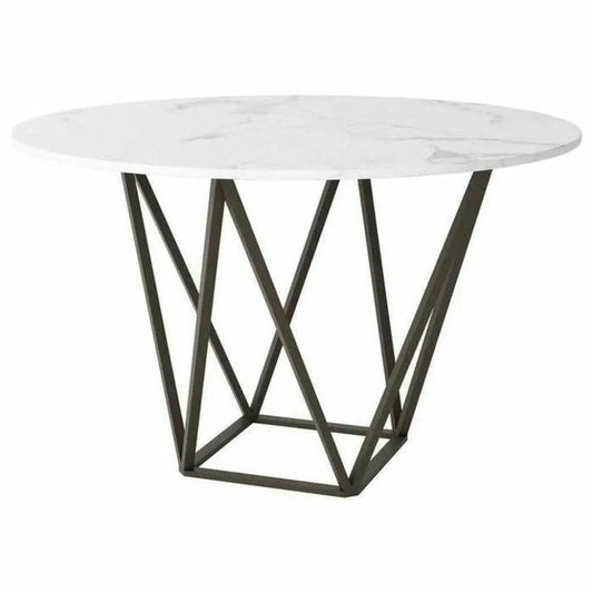 Tintern Dining Table White & Antique Brass-Dining Tables-Zuo Modern-LOOMLAN