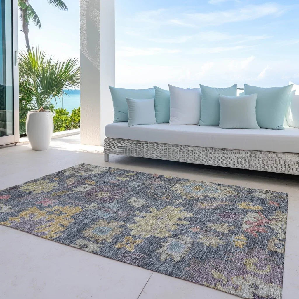 Tirana Blue Washable Indoor-Outdoor Rug-Outdoor Rugs-LOOMLAN Rugs-LOOMLAN