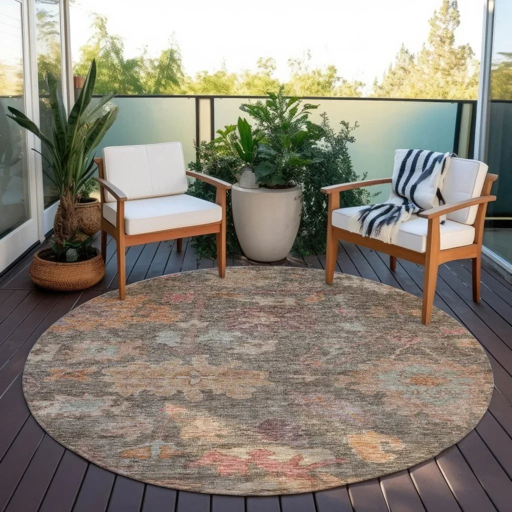 Tirana Brown Washable Indoor-Outdoor Rug-Outdoor Rugs-LOOMLAN Rugs-LOOMLAN