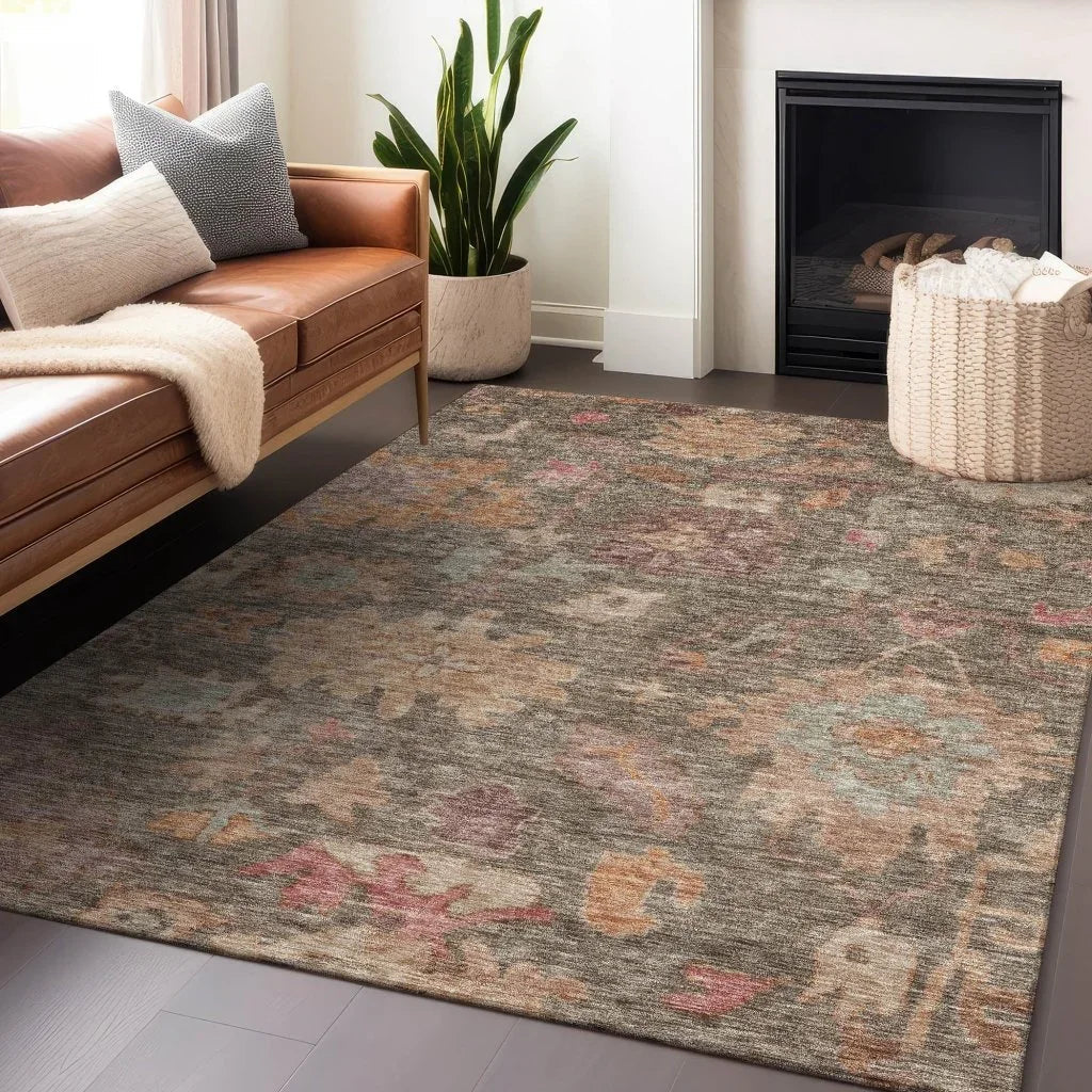 Tirana Brown Washable Indoor-Outdoor Rug-Outdoor Rugs-LOOMLAN Rugs-LOOMLAN
