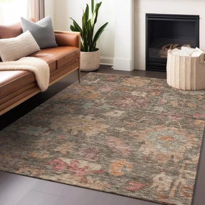 Tirana Brown Washable Indoor-Outdoor Rug-Outdoor Rugs-LOOMLAN Rugs-LOOMLAN