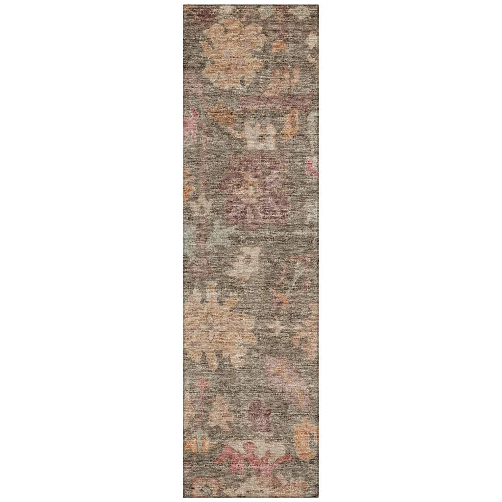 Tirana Brown Washable Indoor-Outdoor Rug-Outdoor Rugs-LOOMLAN Rugs-2'3" x 7'6"-LOOMLAN