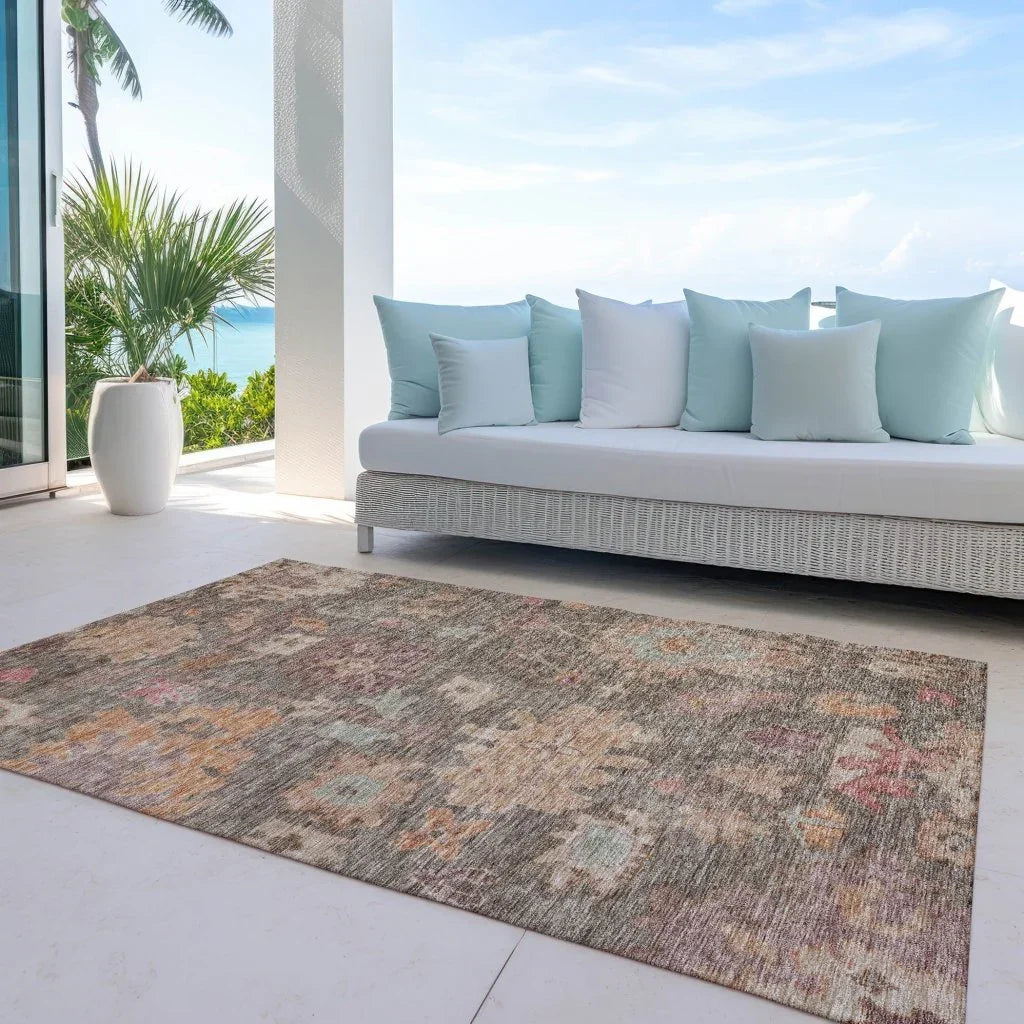 Tirana Brown Washable Indoor-Outdoor Rug-Outdoor Rugs-LOOMLAN Rugs-LOOMLAN