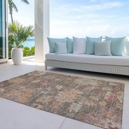 Tirana Brown Washable Indoor-Outdoor Rug-Outdoor Rugs-LOOMLAN Rugs-LOOMLAN