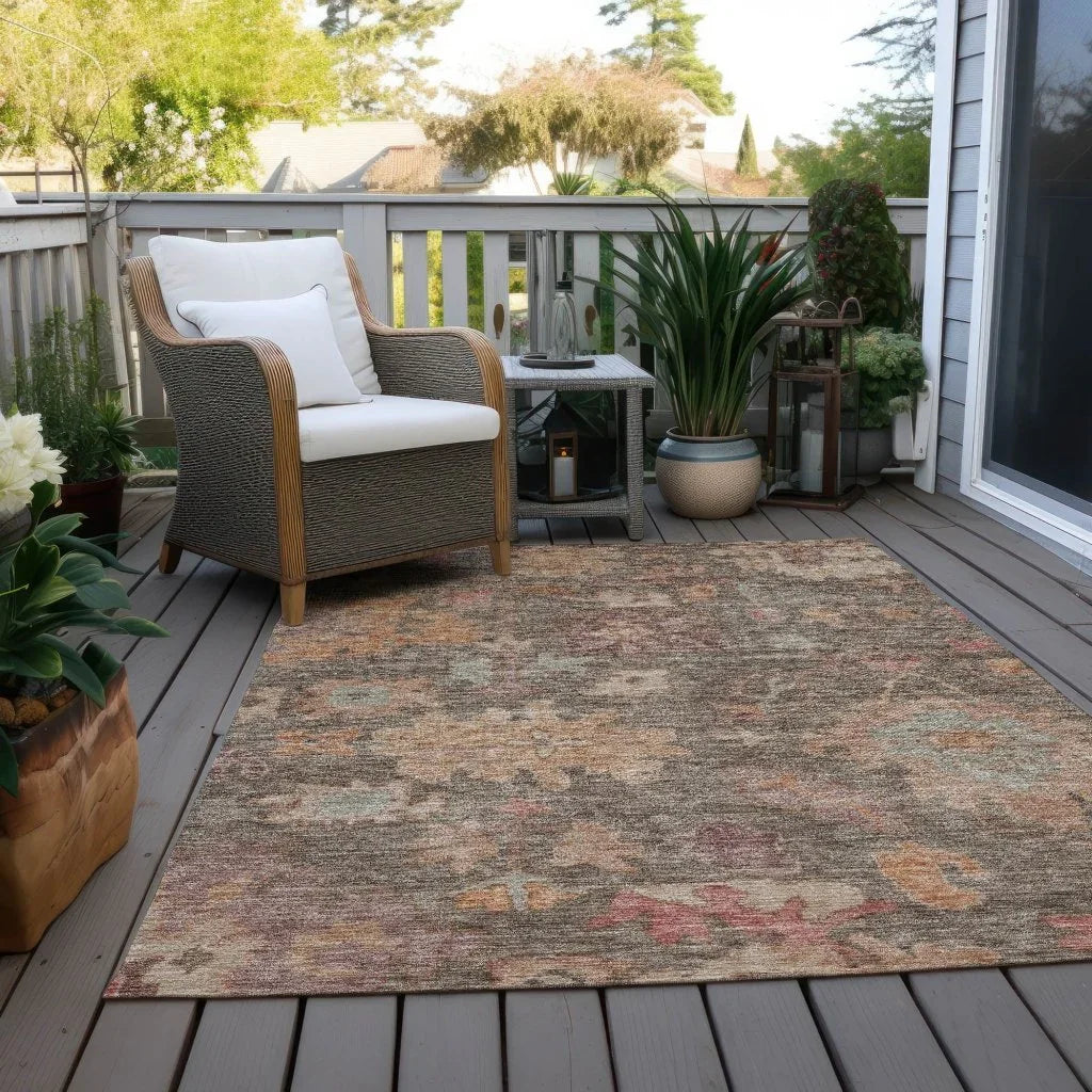 Tirana Brown Washable Indoor-Outdoor Rug-Outdoor Rugs-LOOMLAN Rugs-LOOMLAN