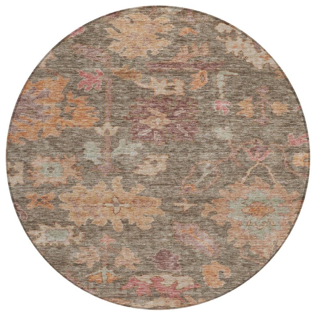 Tirana Brown Washable Indoor-Outdoor Rug-Outdoor Rugs-LOOMLAN Rugs-8' x 8'-LOOMLAN
