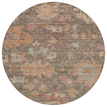 Tirana Brown Washable Indoor-Outdoor Rug-Outdoor Rugs-LOOMLAN Rugs-8' x 8'-LOOMLAN