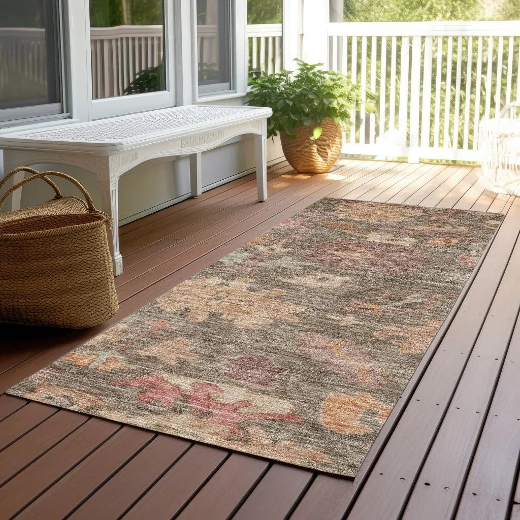 Tirana Brown Washable Indoor-Outdoor Rug-Outdoor Rugs-LOOMLAN Rugs-LOOMLAN