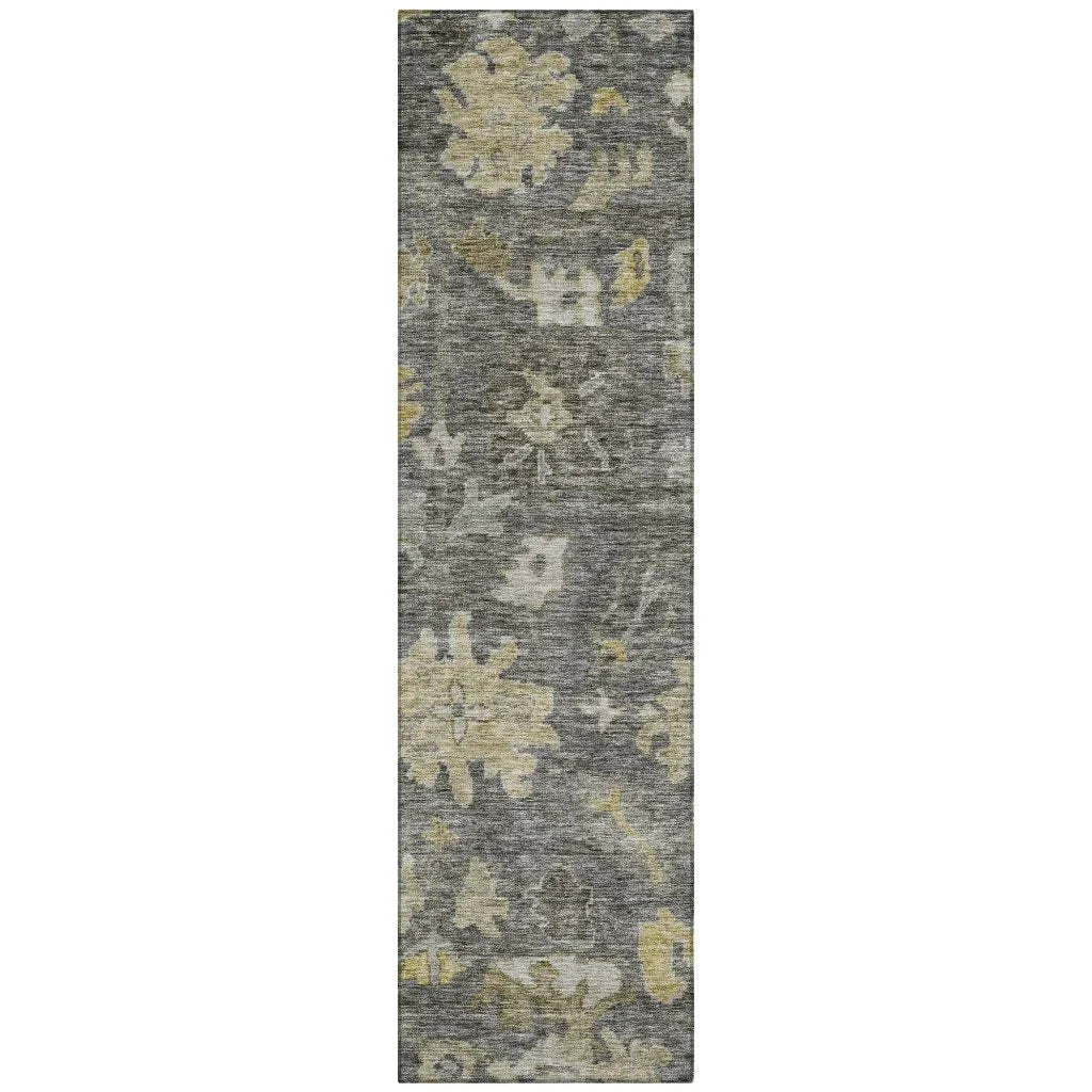 Tirana Gray Washable Indoor-Outdoor Rug-Outdoor Rugs-LOOMLAN Rugs-2'3" x 7'6"-LOOMLAN