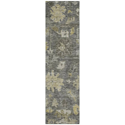 Tirana Gray Washable Indoor-Outdoor Rug-Outdoor Rugs-LOOMLAN Rugs-2'3" x 7'6"-LOOMLAN