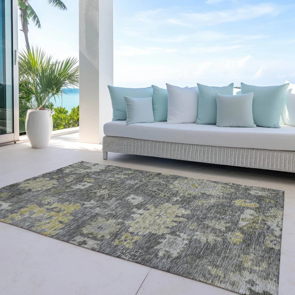 Tirana Gray Washable Indoor-Outdoor Rug-Outdoor Rugs-LOOMLAN Rugs-LOOMLAN
