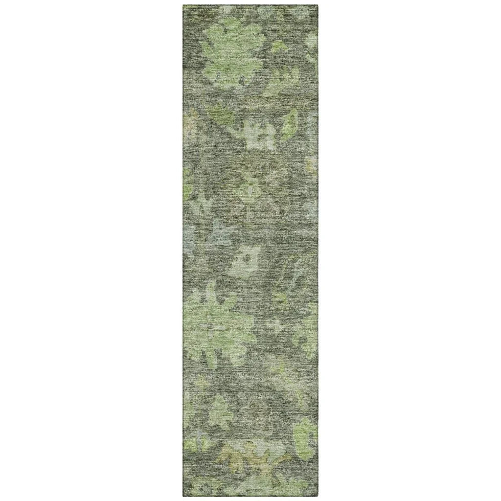Tirana Green Washable Indoor-Outdoor Rug-Outdoor Rugs-LOOMLAN Rugs-2'3" x 7'6"-LOOMLAN