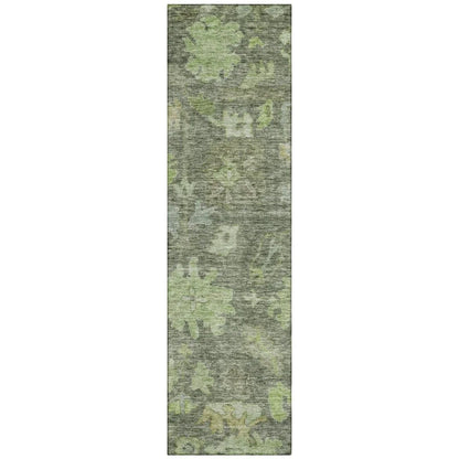 Tirana Green Washable Indoor-Outdoor Rug-Outdoor Rugs-LOOMLAN Rugs-2'3" x 7'6"-LOOMLAN