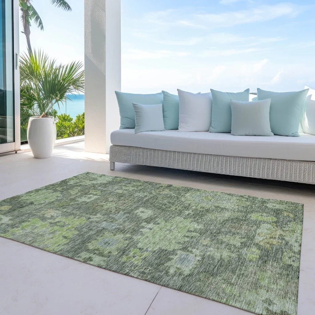 Tirana Green Washable Indoor-Outdoor Rug-Outdoor Rugs-LOOMLAN Rugs-LOOMLAN