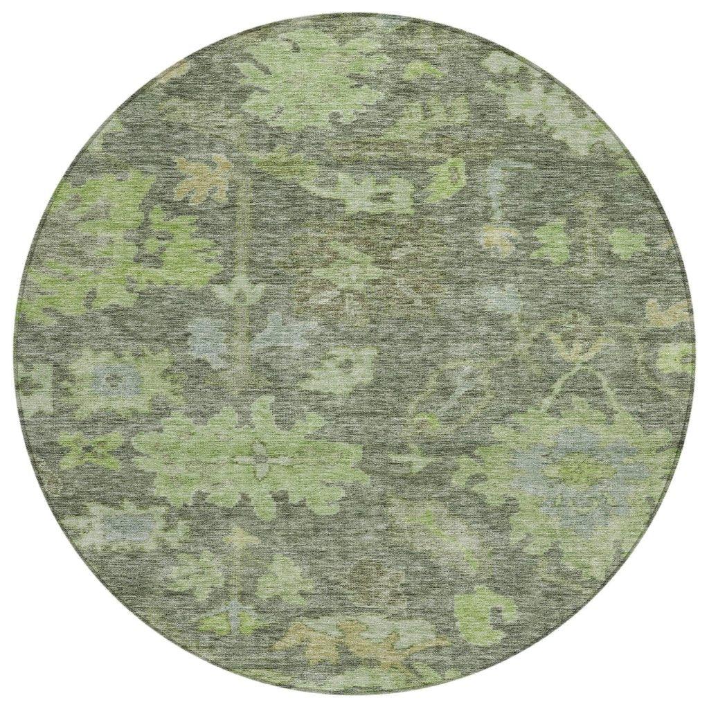 Tirana Green Washable Indoor-Outdoor Rug-Outdoor Rugs-LOOMLAN Rugs-8' x 8'-LOOMLAN