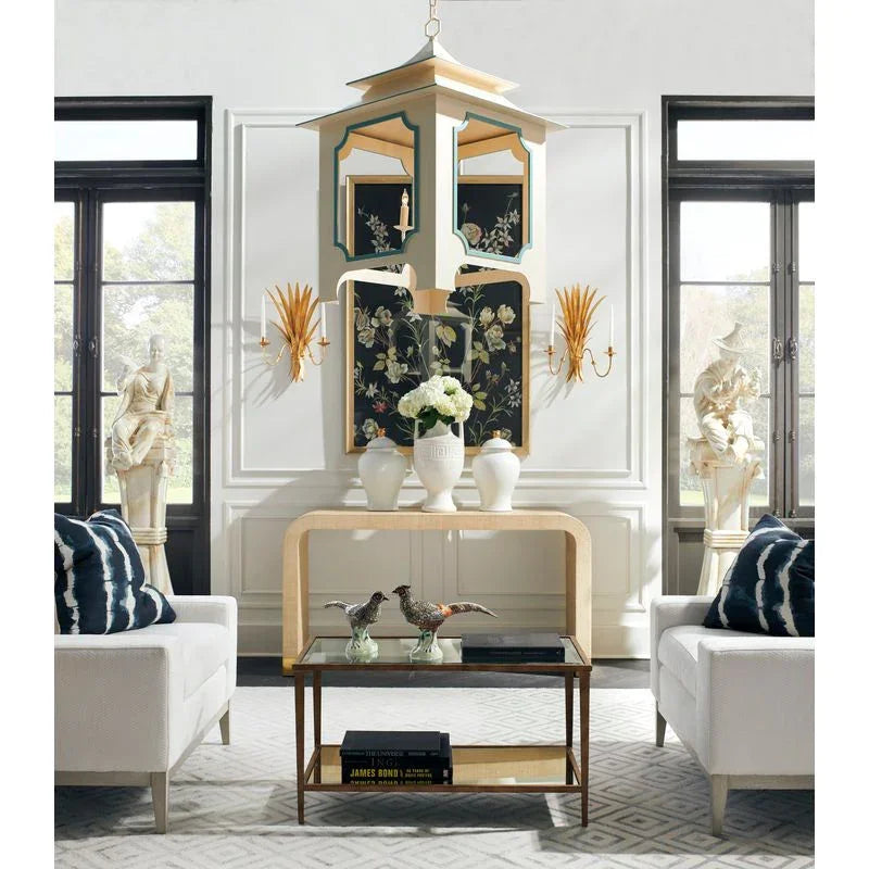 Tole Pagoda Handpainted Chain Hanging Lantern - LOOMLAN - Chelsea House - Lanterns