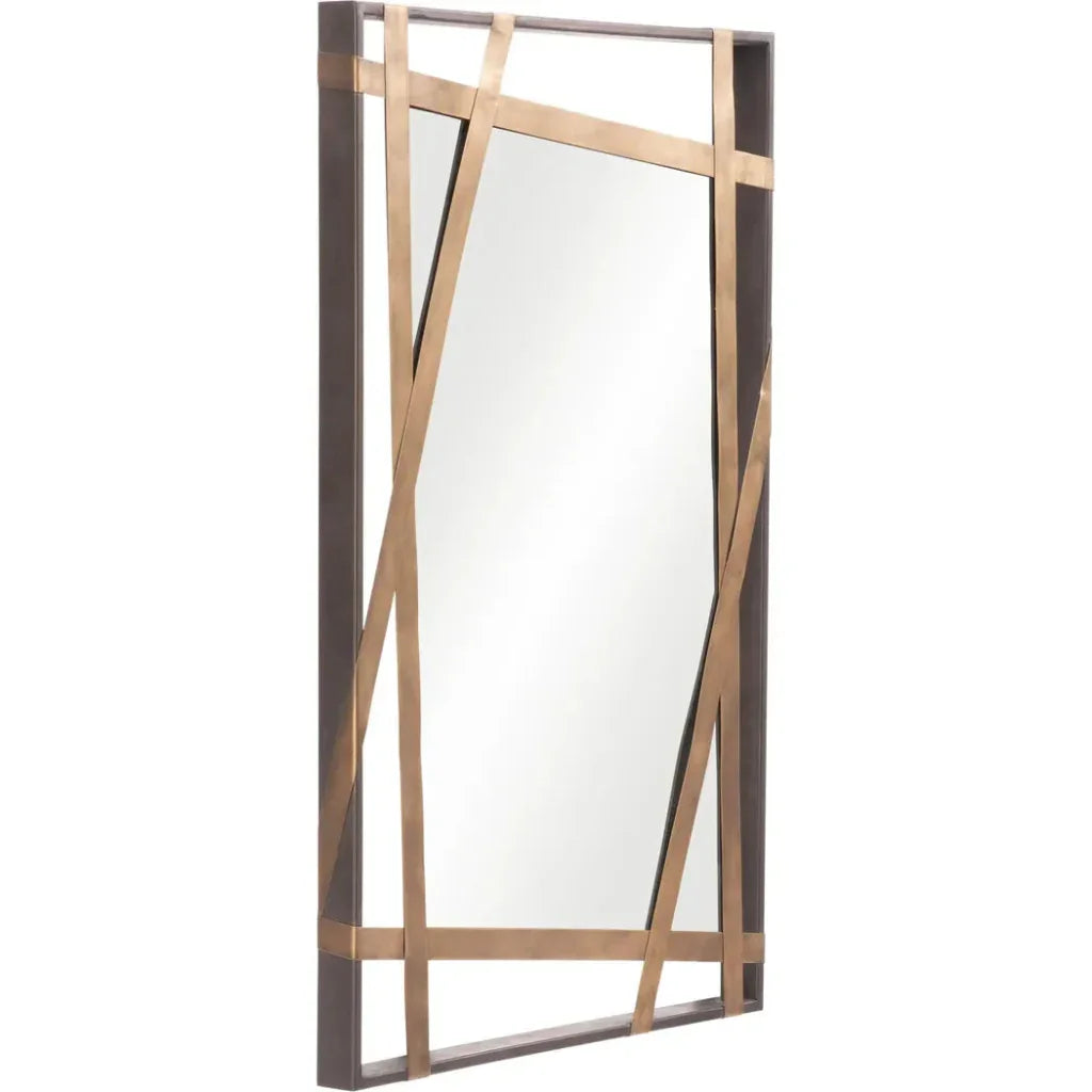 Tolix Mirror Antique Gold & Black - LOOMLAN - Zuo Modern - Wall Mirrors