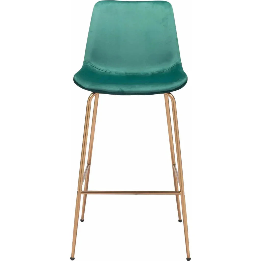 Tony Bar Chair Green & Gold - LOOMLAN - Zuo Modern - Bar Stools