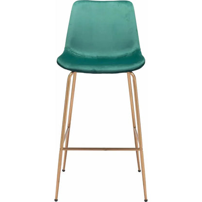 Tony Bar Chair Green & Gold - LOOMLAN - Zuo Modern - Bar Stools