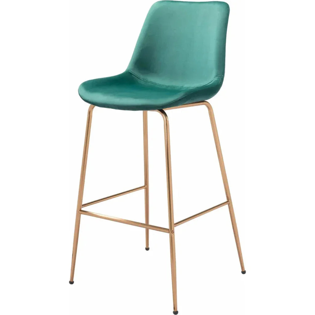Tony Bar Chair Green & Gold - LOOMLAN - Zuo Modern - Bar Stools