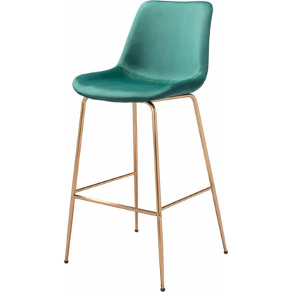 Tony Bar Chair Green & Gold - LOOMLAN - Zuo Modern - Bar Stools