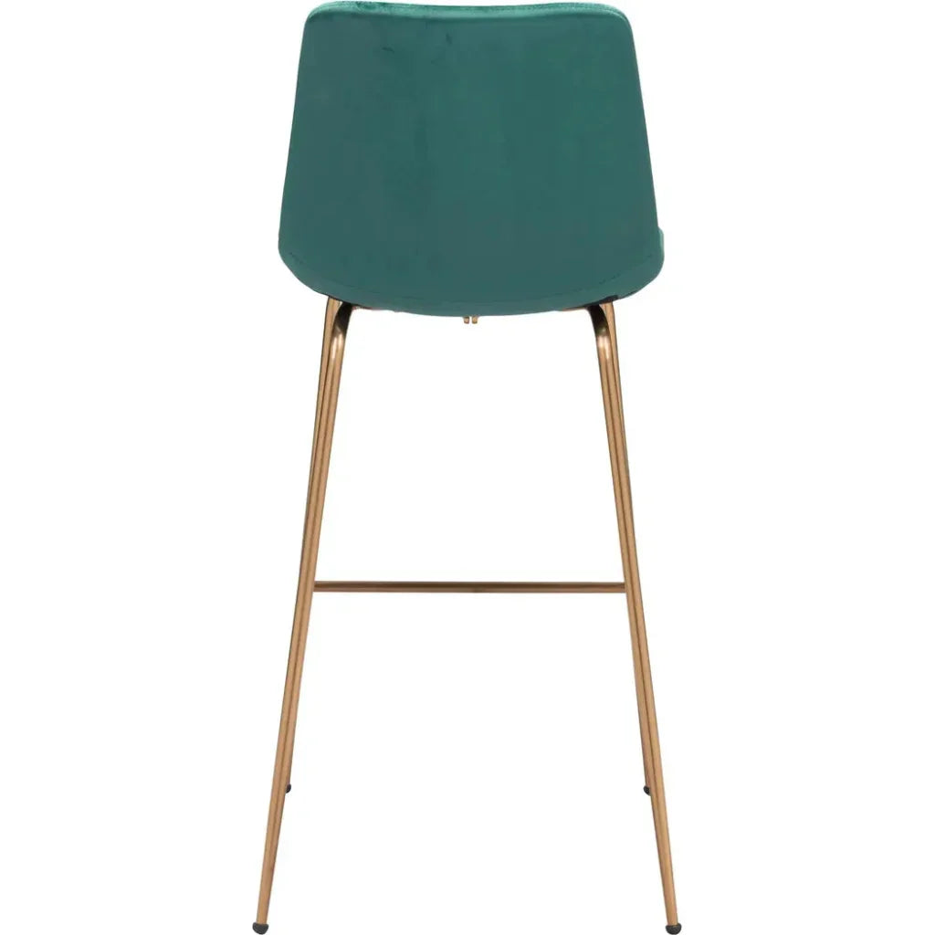 Tony Bar Chair Green & Gold - LOOMLAN - Zuo Modern - Bar Stools