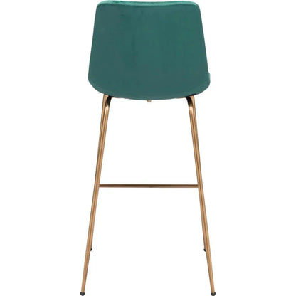 Tony Bar Chair Green & Gold - LOOMLAN - Zuo Modern - Bar Stools