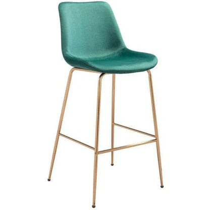 Tony Bar Chair Green & Gold - LOOMLAN - Zuo Modern - Bar Stools
