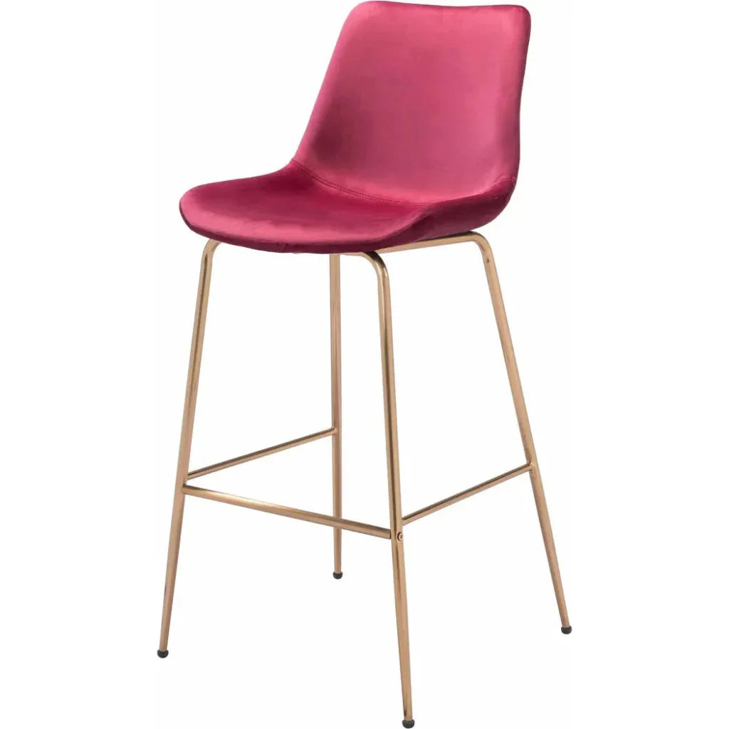 Tony Bar Chair Red & Gold - LOOMLAN - Zuo Modern - Bar Stools