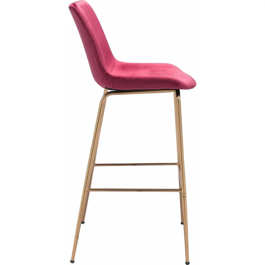 Tony Bar Chair Red & Gold - LOOMLAN - Zuo Modern - Bar Stools
