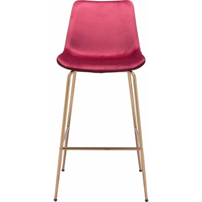 Tony Bar Chair Red & Gold - LOOMLAN - Zuo Modern - Bar Stools