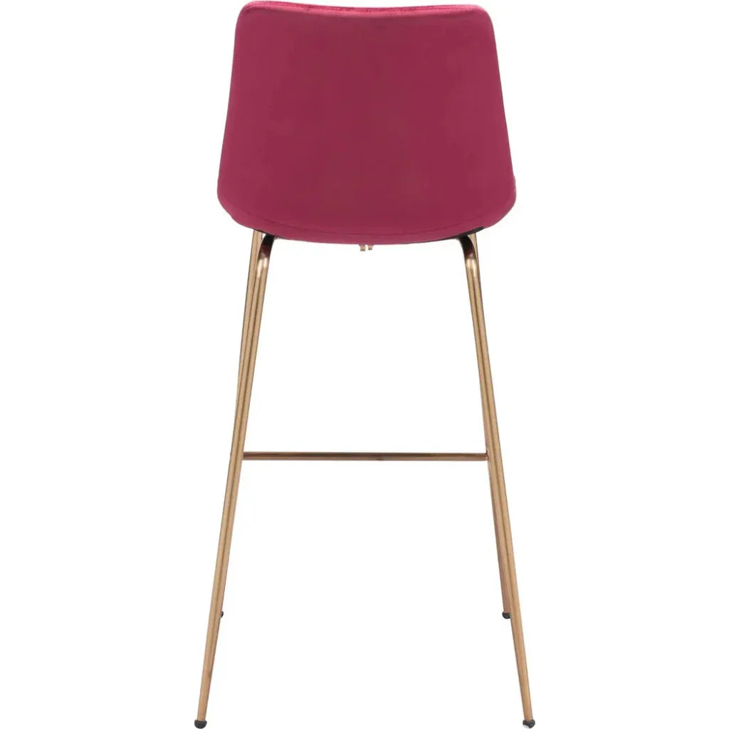 Tony Bar Chair Red & Gold - LOOMLAN - Zuo Modern - Bar Stools