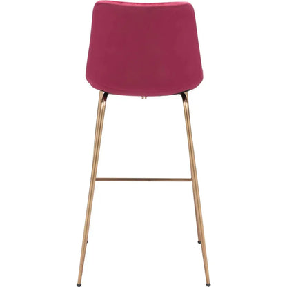 Tony Bar Chair Red & Gold - LOOMLAN - Zuo Modern - Bar Stools