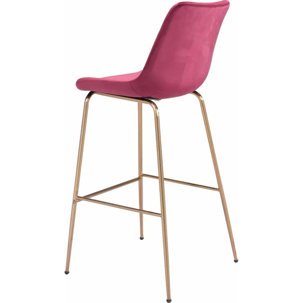 Tony Bar Chair Red & Gold - LOOMLAN - Zuo Modern - Bar Stools
