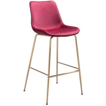 Tony Bar Chair Red & Gold - LOOMLAN - Zuo Modern - Bar Stools